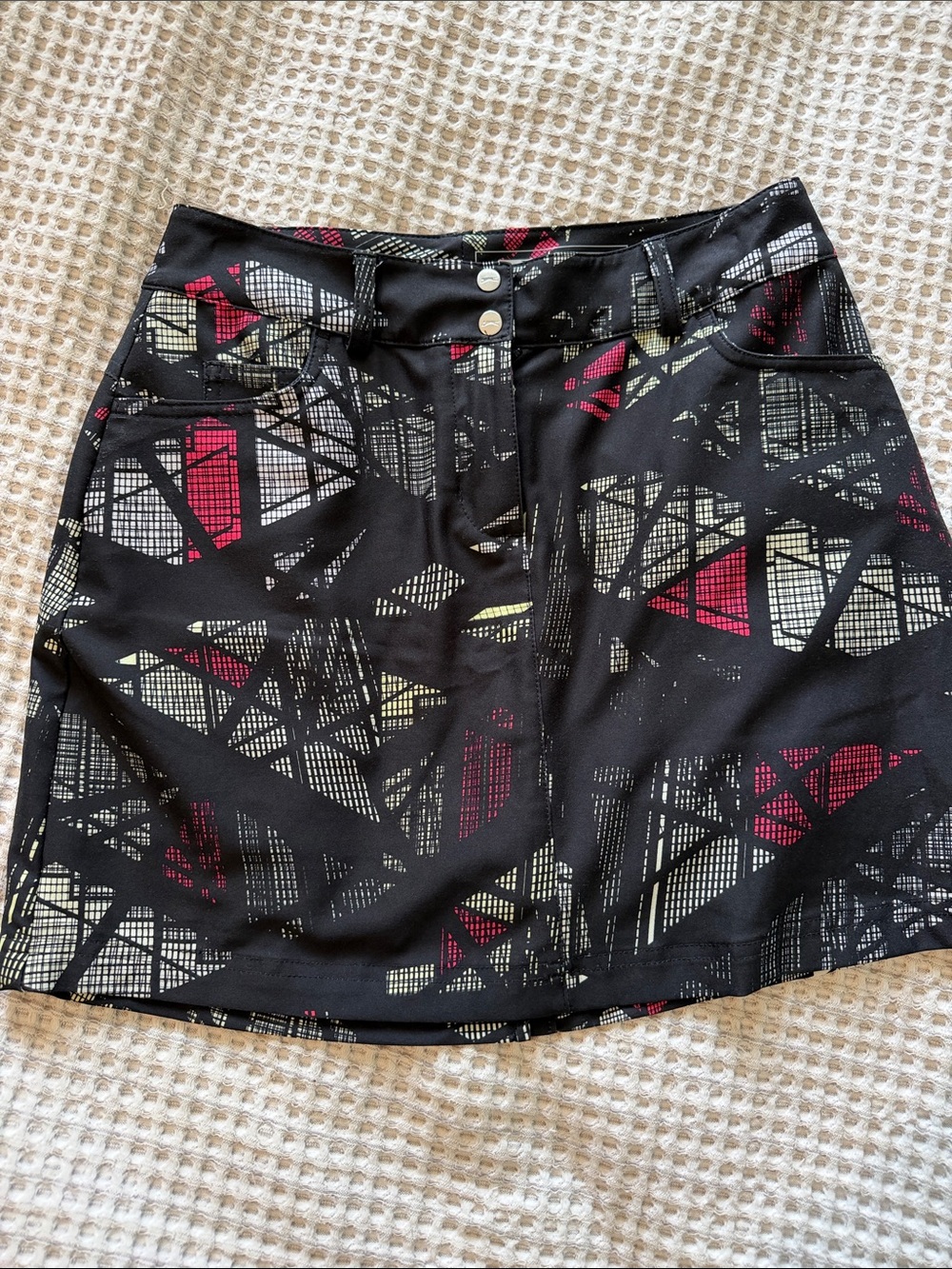 Women's Slazenger Golf Black Print Skirt with Pink and Cream Accents